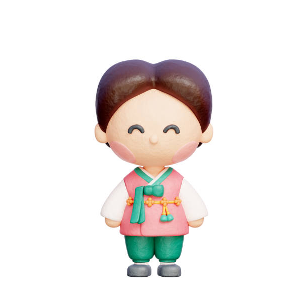 Korean Man, Korean elements, Asian culture, 3D rendering.