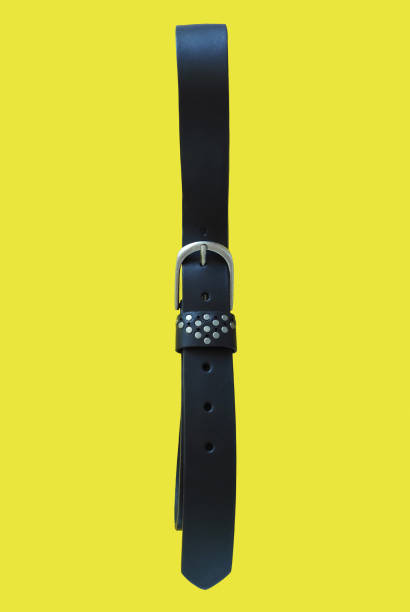 istock Women's black leather belt with metal buckle 2167026465