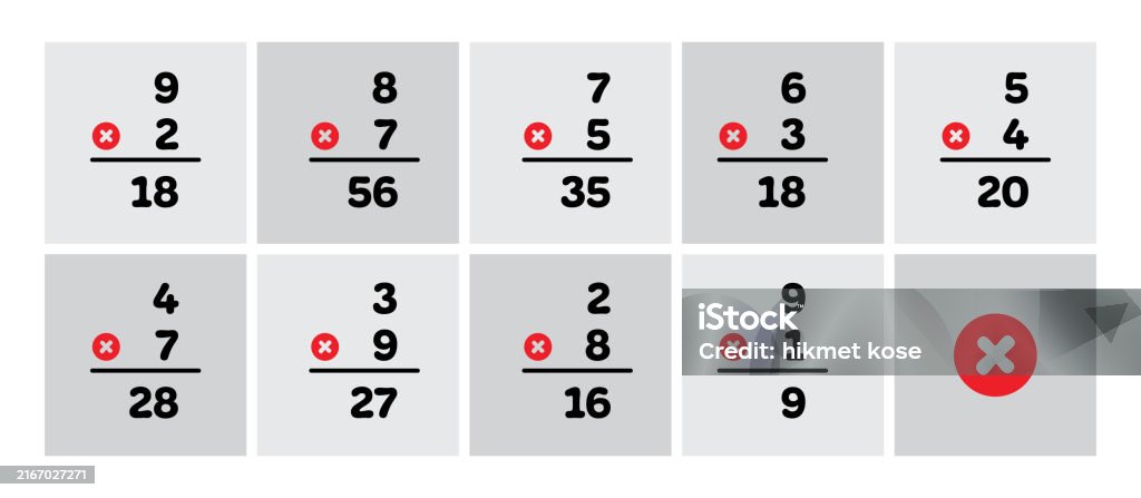 Step 9 Math Nine Step Multiplication Exercise Math And Multiplication Stock ...