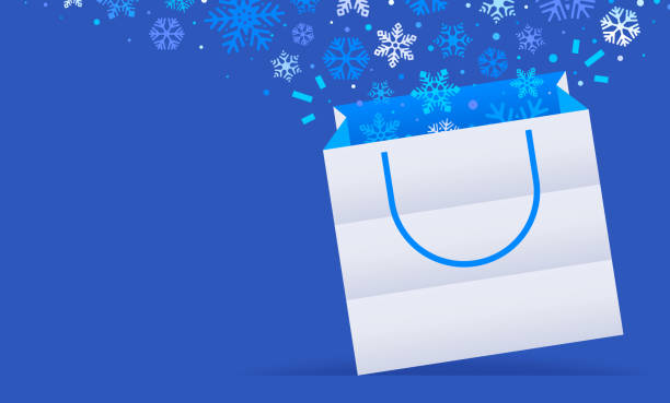 istock Happy Holidays Opening Gift Bag Winter Snow Background 2167028836