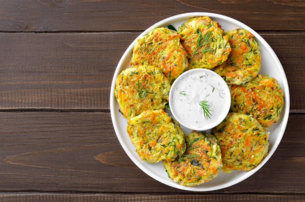 istock Vegetable zucchini fritters pancakes on plate 2167031039