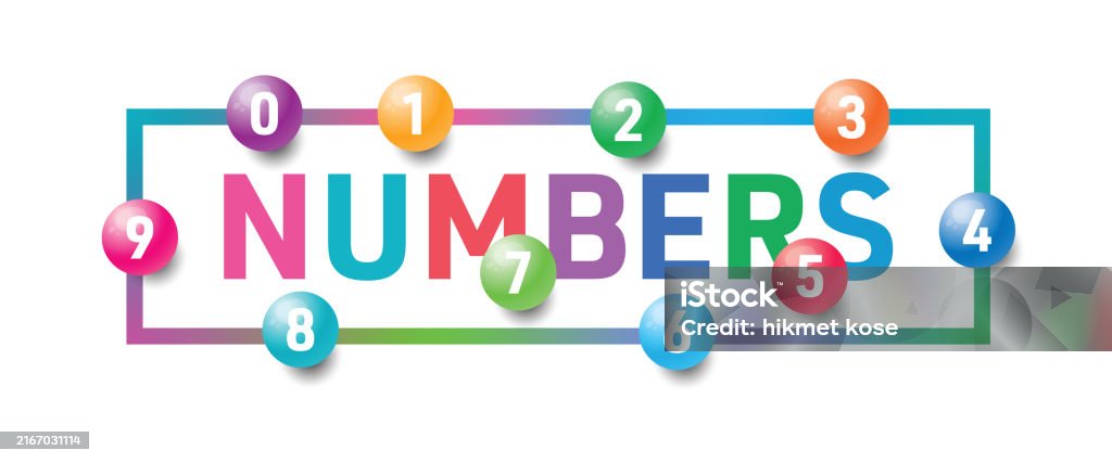 09numbers Numbers Word And Numbers Colored Spheres And 09 Numbers Stock ...
