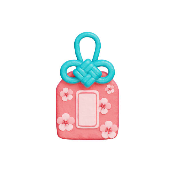 Omamori, Japanese elements, Asian culture, 3D rendering.