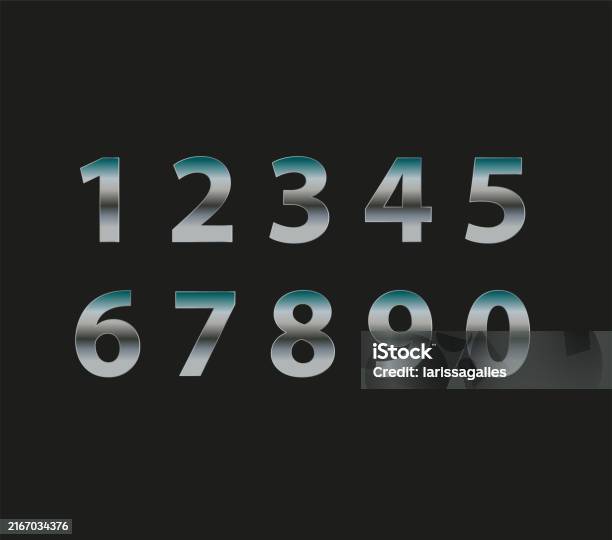 Gradient Number 0 Number Zero To Nine Gradient Metallic Blue Dark Background Stock ...