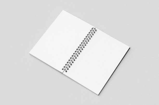 istock Blank white inside of a black spiral notebook mockup. 2167034726