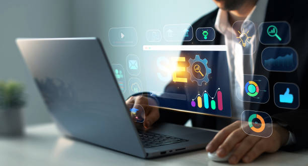 istock Business person who using a computer for analysis SEO. Attract organic traffic,boost visibility and dominate search engine ranking.Search engine optimization marketing and online traffic on website. 2167039685