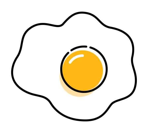 stockillustraties, clipart, cartoons en iconen met fried egg line icon - gebakken ei