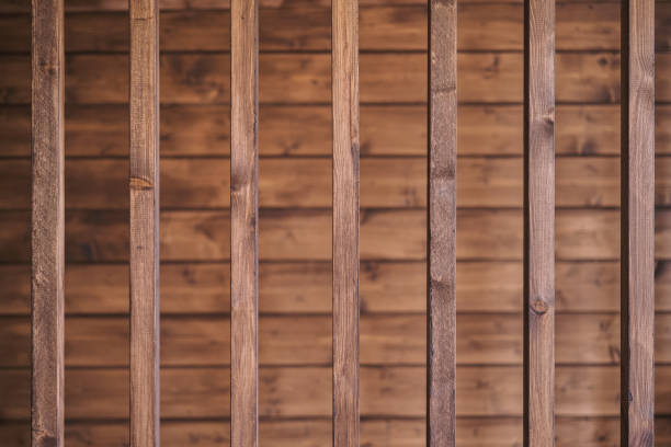 Vertical rafters for delimiting space in the house, interior design idea, natural materials in modern houses