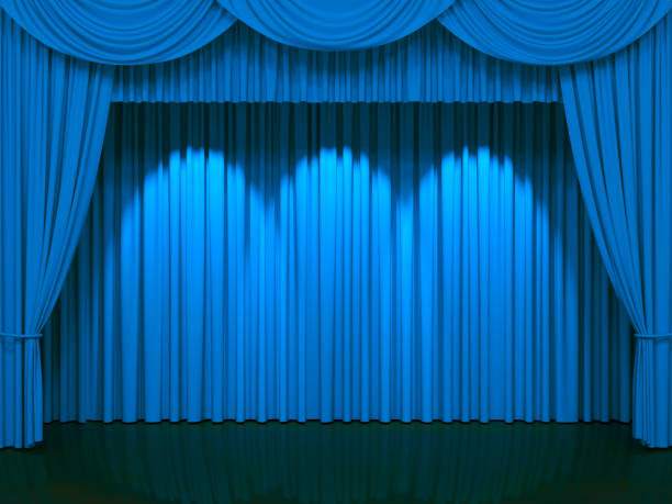 istock Luxury stage or windows curtains, realistic 3D illustration 2167053460