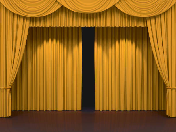 istock Luxury stage or windows curtains, realistic 3D illustration 2167053508