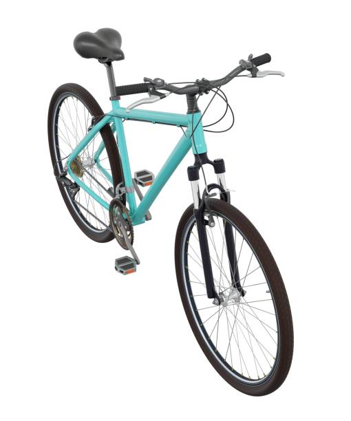 istock Blue teal bicycle, side top view isolated on white background, 3D illustration 2167053634