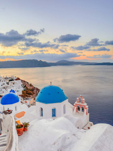 istock Santorini city views - blue church 2167054886