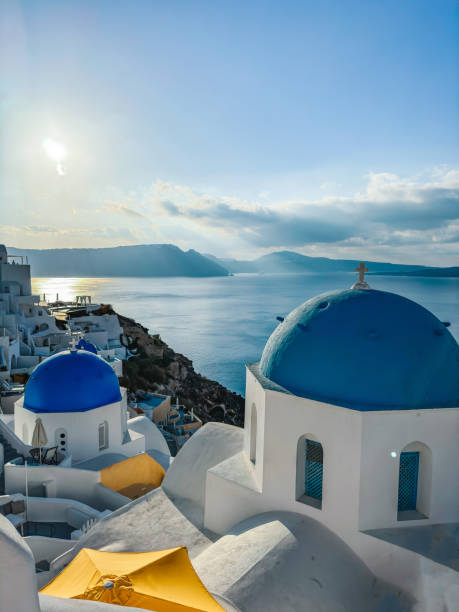istock Santorini city views - blue church 2167054912