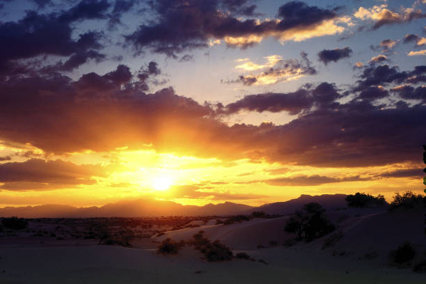 Rippling Sand Dune Stands Untouched At Sunset in White Sands National Park