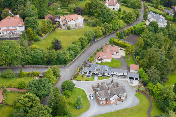 istock Luxury houses viewed from above in Kilmacolm 2167063126