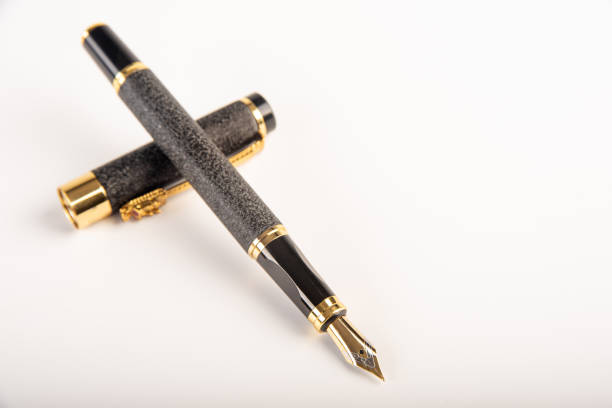 istock Fountain pen, beautiful fountain pen positioned on white background, selective focus. 2167064223