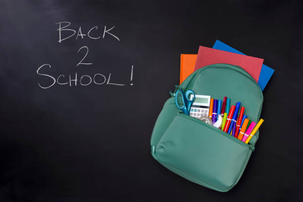 istock Back to School Backpack with Supplies on a Black Chalkboard 2167071680