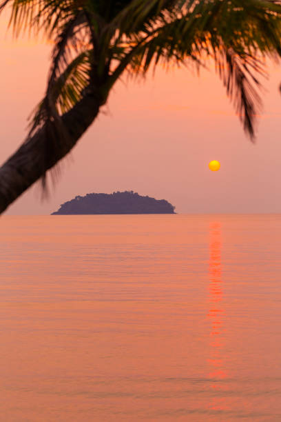 Sunset on tropical beach. Siam bay. Province Trat. Koh Chang island. Thailand