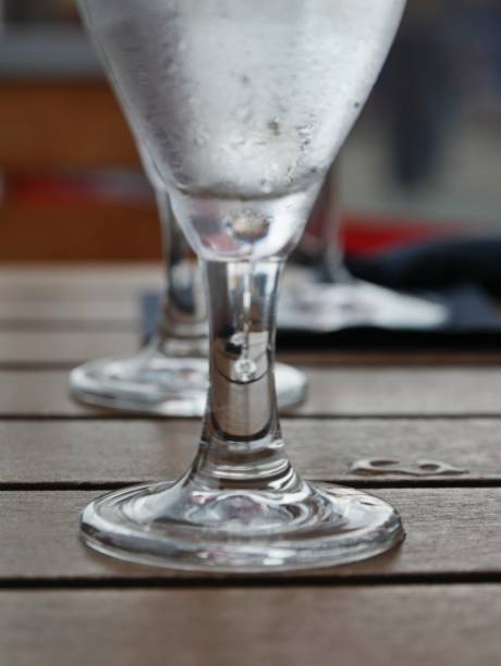 Table with glass in a restaurant