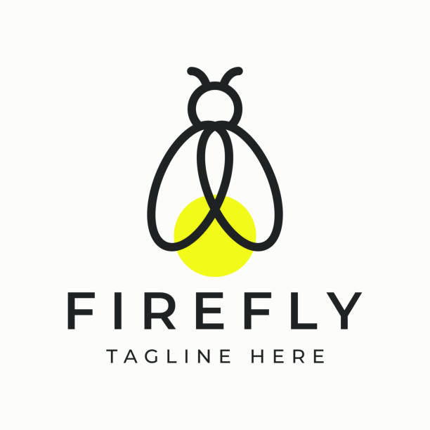 Firefly Logo Glowworm Beetle Firebug Minimalist Linear Logo Fairy and Fantasy Sign Symbol Firefly Logo Glowworm Beetle Firebug Minimalist Linear Logo Fairy and Fantasy Sign Symbol pest control logos silhouette stock illustrations