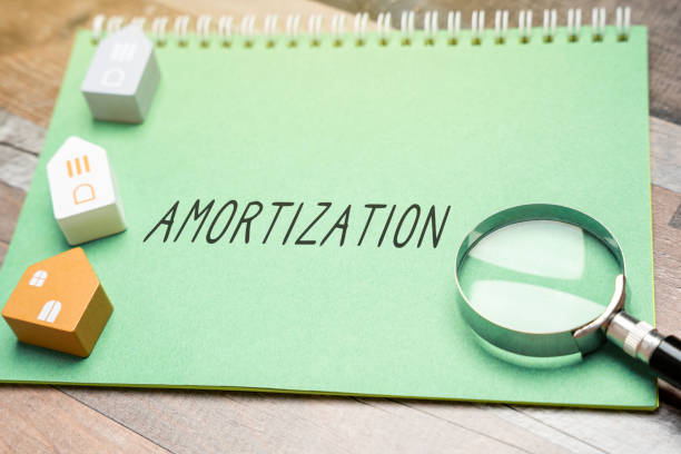 istock The inscription Amortization in a notepad and miniature houses. Process of gradually paying off a mortgage through regular, scheduled payments. Real estate and finance concept 2167083341