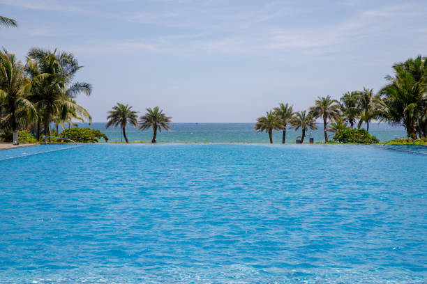 Luxury infinity swimming pool at tropical resort