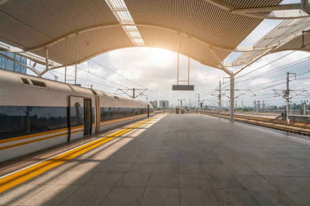 Modern Train Station with Sunlight and Clean Lines