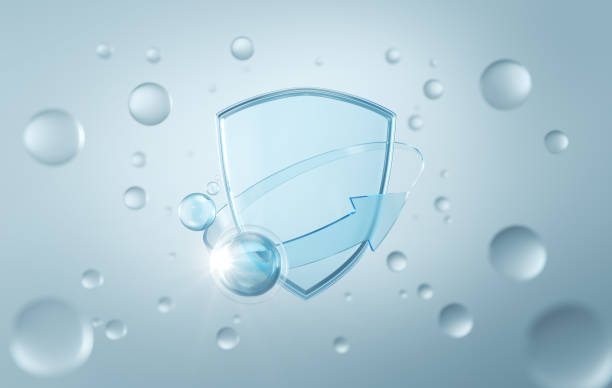 Shield protection,Medical health protection blue background 3d rendering.