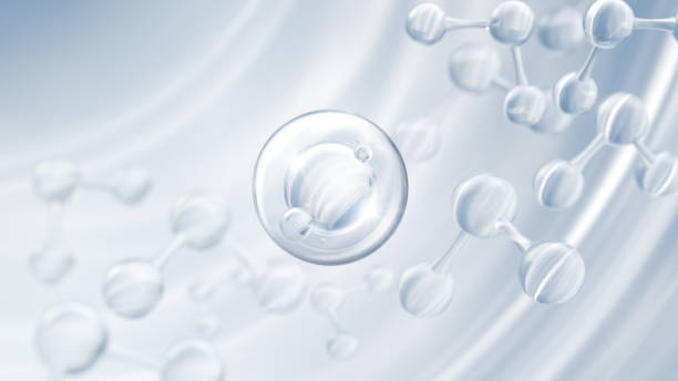 istock Cosmetic oil or Cosmetic Essence Liquid drop on a blue background, 3d rendering. 2167093041
