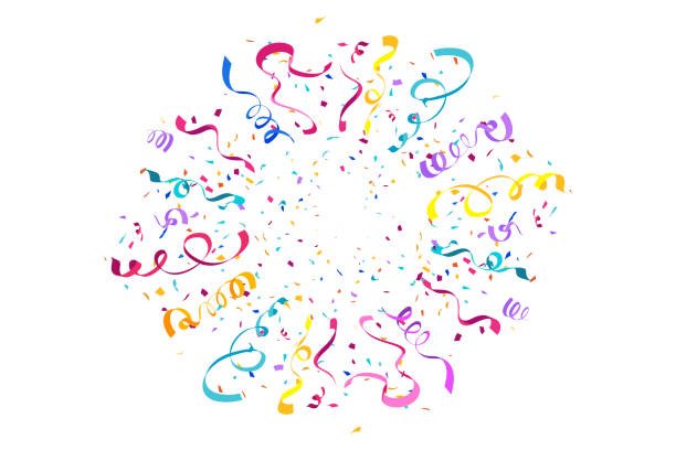 istock Colorful confetti and serpentine ribbons 2167097066