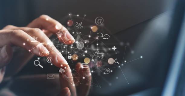 istock Internet of Things IoT, E-commerce concept. Woman using mobile phone with internet network connection via mobile apps, digital marketing, online shopping and mobile banking 2167098599