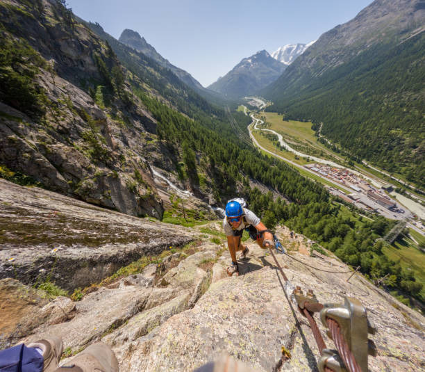 istock A male climber moving up a via ferrata 2167108735