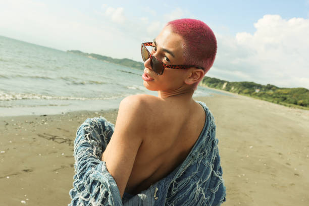 istock Portrait Of Non Binary Gender Person At Beach 2167109997