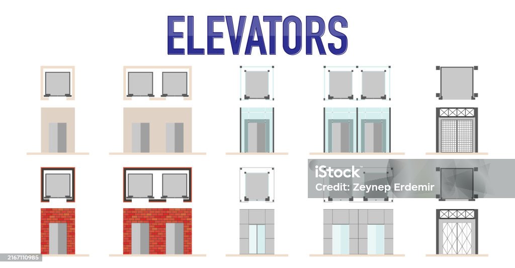 Shape/color Elevator Elevator Vector Set Stock Illustration - Download Image Now - Apartment ...