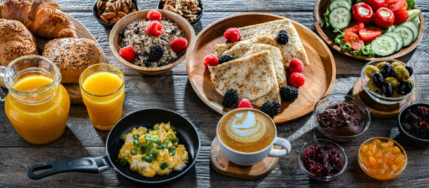 istock Breakfast served with coffee, eggs, cereals nd croissants 2167124239