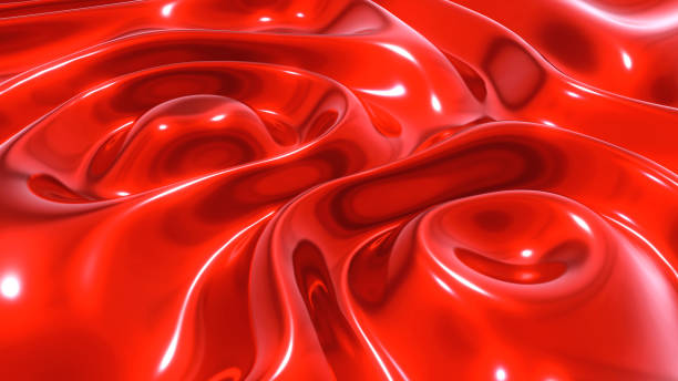 istock Liquid red chrome waves background, shiny and lustrous metal pattern texture, silky 3D illustration. 2167126425