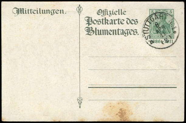 a vintage blank Russian postcard sent from Stuttgart, Germany in in 1910s,  ready for any usage of  historic events background related to mail delievery description.