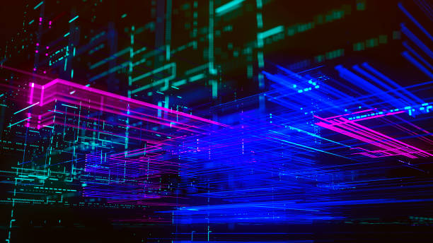 istock Data flow information. Digital communication concept. Blue futuristic flow. Abstract futuristic sci-fi background with particle and line mesh. Connection and connectivity concept. 3D rendering. 2167129733