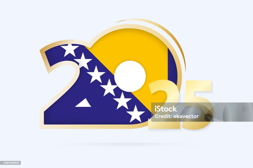 Year 2025 With Bosnia And Herzegovina Flag Pattern向量圖形及更多2025圖片 - iStock