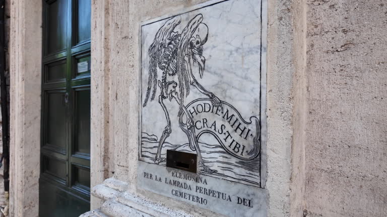 Detail of the Facade of Santa Maria dell'Orazione e Morte Church in Rome