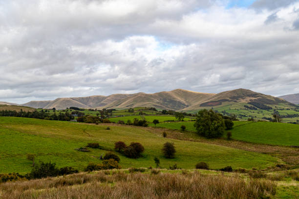 istock Rolling green hills under a cloudy sky, with lush meadows in the foreground. Ideal for landscape and nature themes. 2167138569
