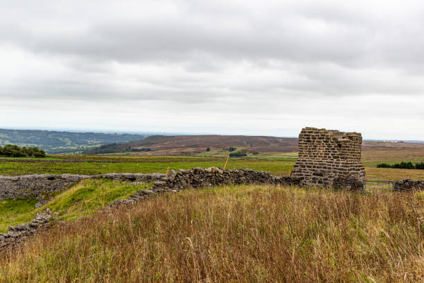 istock Rustic stone wall and ruins in a vast, grassy moorland under a cloudy sky. 2167139744