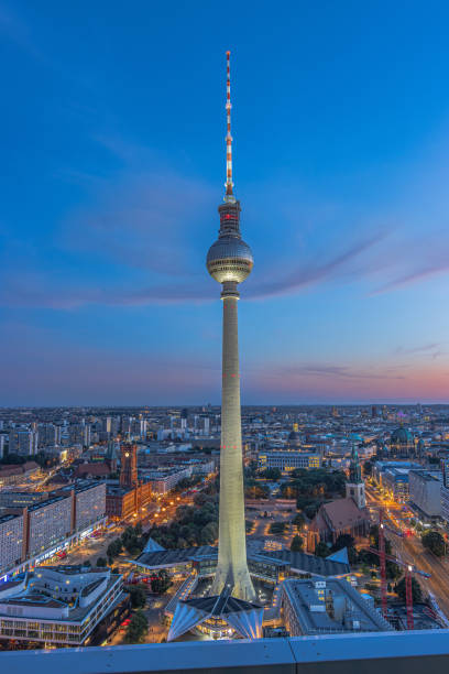 istock Berlin TV tower with illuminated streets and buildings 2167141753