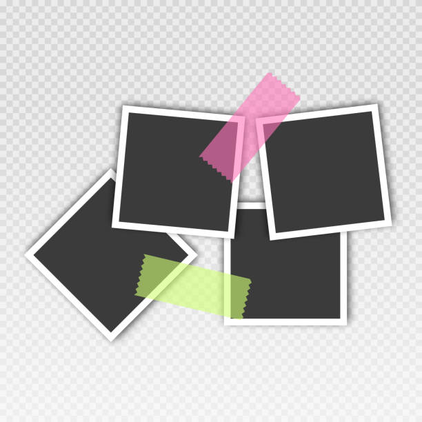 istock Photo frame set with blank place with sticky tape, paper clip 2167142351
