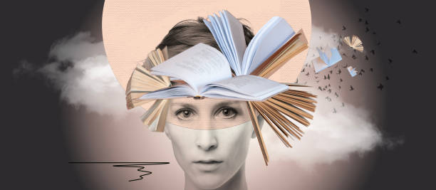 istock Female head with books as a metaphor for a education. Art collage. 2167145556