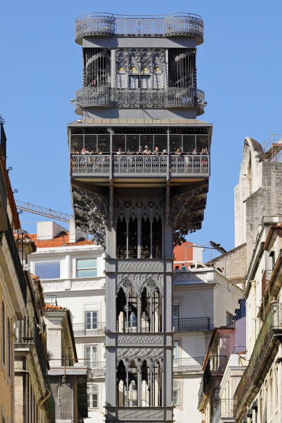 cityscape featuring Santa Justa Elevator (Lisbon, Portugal).