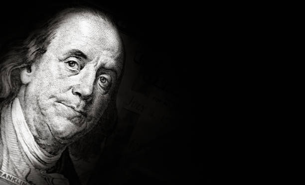 Close up American one hundred dollar bill background