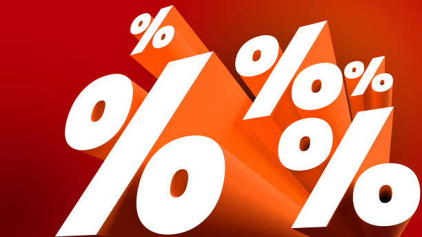 istock Percent 3d sigs on red background. 2167159308