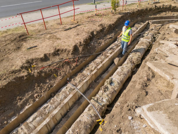 istock Repairing old district heating pipeline in concrete trench 2167162369