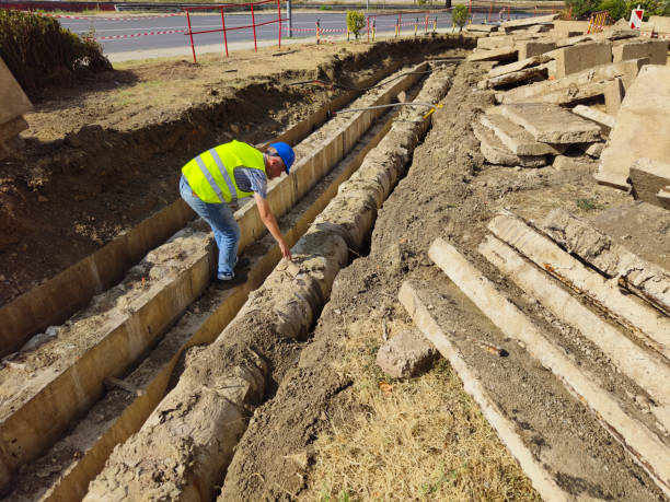 istock Repairing old district heating pipeline in concrete trench 2167164747